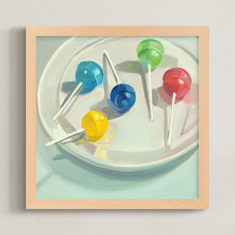 "Lollipops" - Art Print in Cobalt Blue by Jenny Westenhofer - Framed