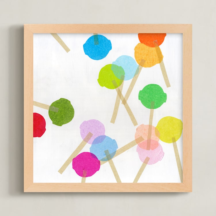 "Rainbow Lollies" - Art Print in Hot Pink by Jenny Westenhofer - Framed