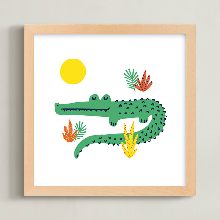 "Basking In The Sun" - Art Print in Alligator Green by Oscar and Emma - Karly Depew - Framed