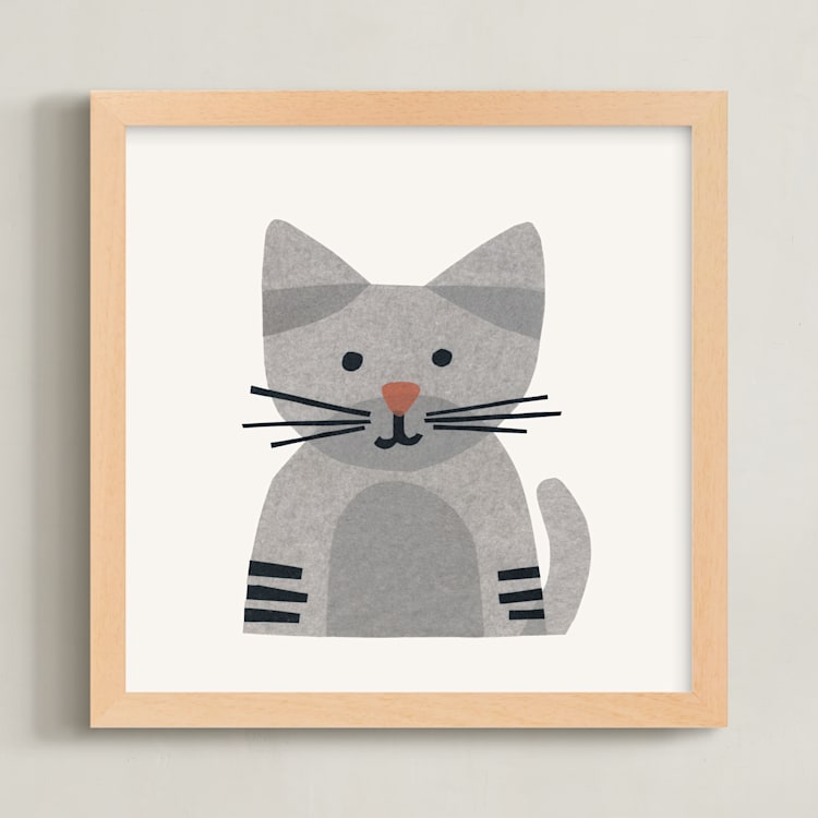 "Paper Pets 1" - Art Print in Tabby by Carrie Moradi - Framed