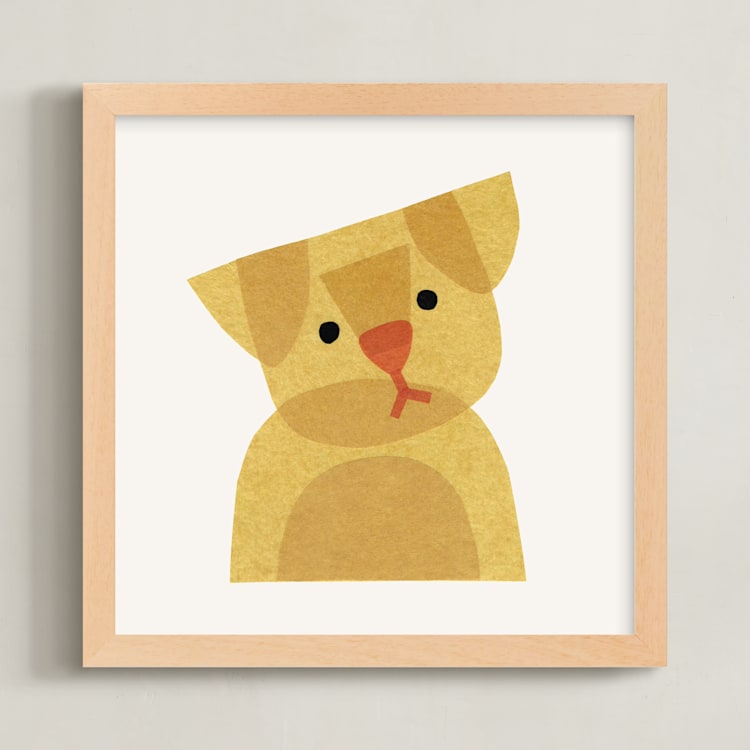 "Paper Pets 2" - Art Print in Golden by Carrie Moradi - Framed