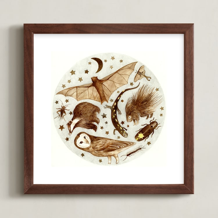 "Nocturnals" - Art Print in Sepia Tones by Eve Schultz - Framed