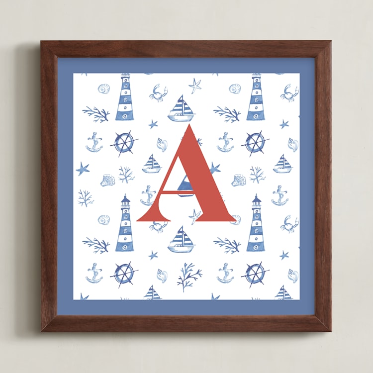 "Sea Friends 2" - Personalized Art Print in Blue by Teju Reval - Framed
