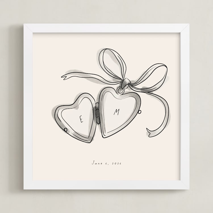 "Locket: Custom Print" - Custom Print in Cream by Ani Somi - Framed