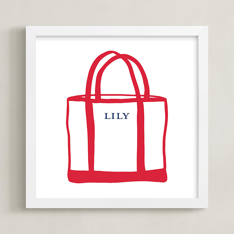 "Name Tote: Custom Print" - Custom Print in Lobster by Erika Firm - Framed
