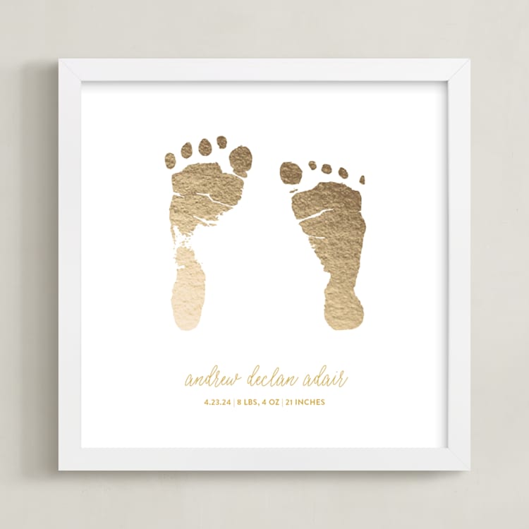 "Footprints: Custom Foil Print" - Custom Foil Print in Gold by Minted - Framed