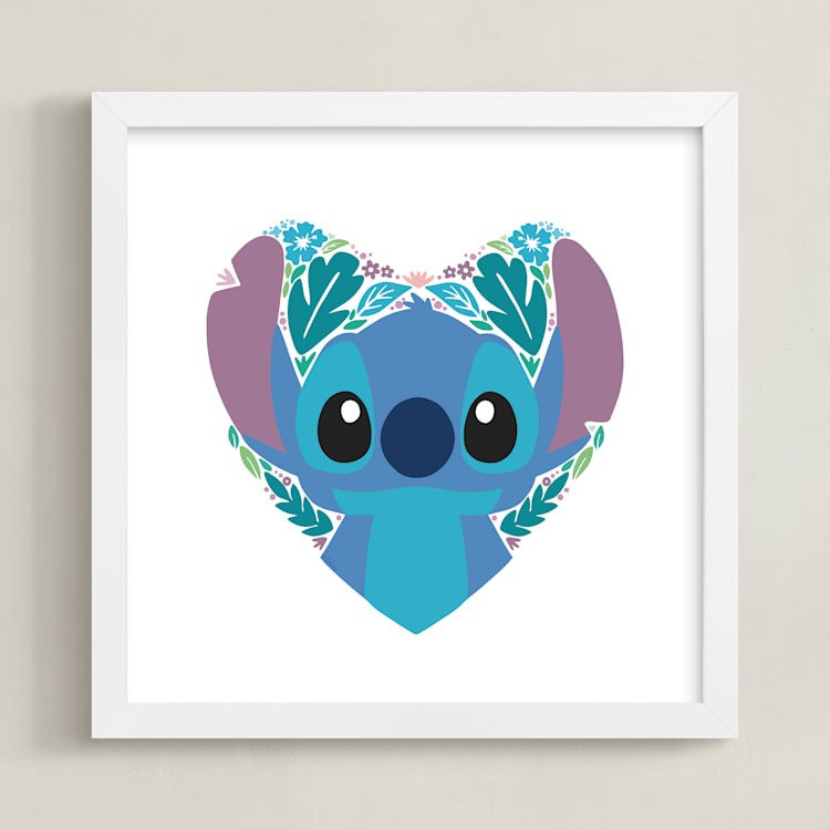 "Botanical Stitch" - Art Print in Surf by Jessie Steury - Framed
