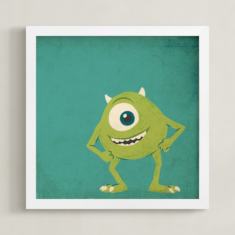"Mike from Disney and Pixar's Monster's Inc" - Art Print in Green by Kiersten Garner - Framed