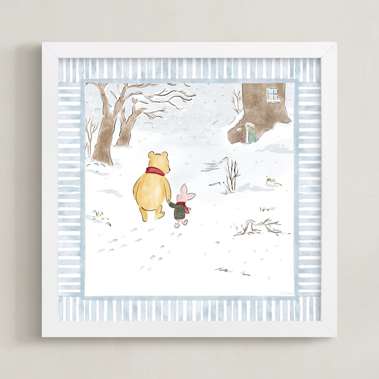 "Disney's Pooh and Piglet Seasons l" - Art Print in Winter by Jenna Holcomb - Framed
