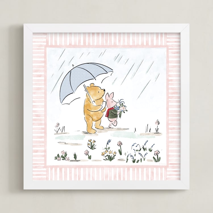 "Disney's Pooh and Piglet Seasons ll" - Art Print in Spring by Jenna Holcomb - Framed
