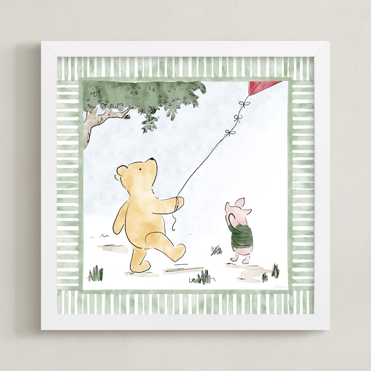 "Disney's Pooh and Piglet Seasons lll" - Art Print in Summer by Jenna Holcomb - Framed