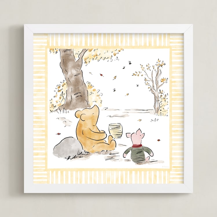 "Disney's Pooh and Piglet Seasons lV" - Art Print in Autumn by Jenna Holcomb - Framed