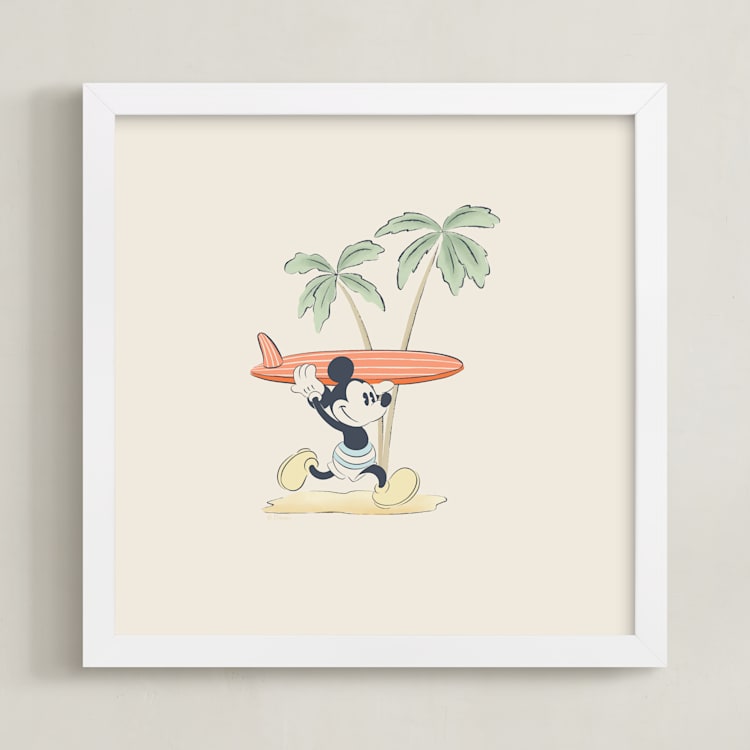 "Disney's Mickey: A Day by the Sea l" - Art Print in Sand by Sabrin Deirani - Framed