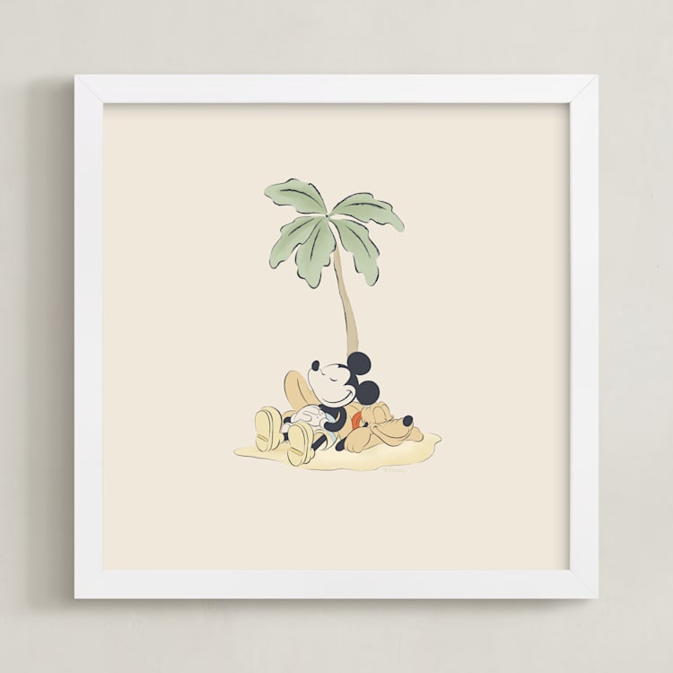 "Disney's Mickey: A Day by the Sea lll" - Art Print in Sand by Sabrin Deirani - Framed