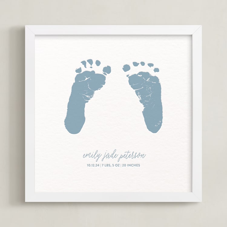 "Footprints: Custom Letterpress Print" - Custom Letterpress Print in Dusk Blue by Minted - Framed