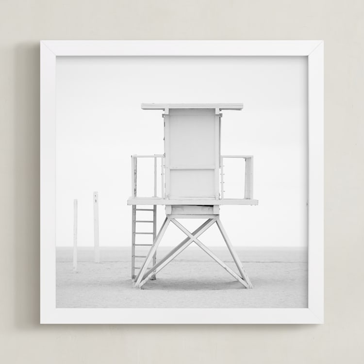 "Iconic Lifeguard tower" - Art Print in Neutral Grey by Kate Houlihan Photography - Framed
