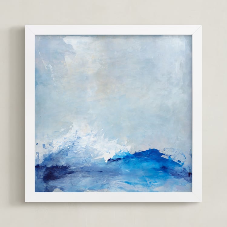 "Fleeting Light" - Art Print in Soft Blue by Julia Contacessi - Framed