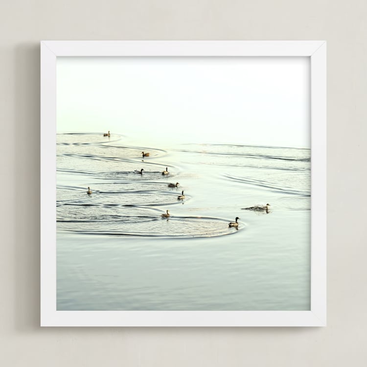 "Soft Landing" - Art Print in Lake by Debra Pruskowski - Framed