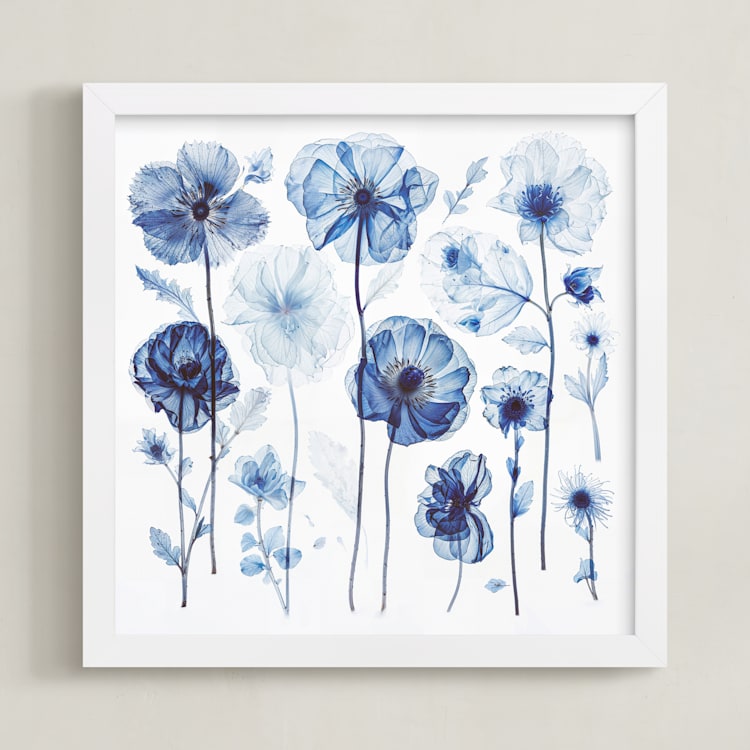 "Blue Arrangement" - Art Print in Blue by Elena Kulikova - Framed