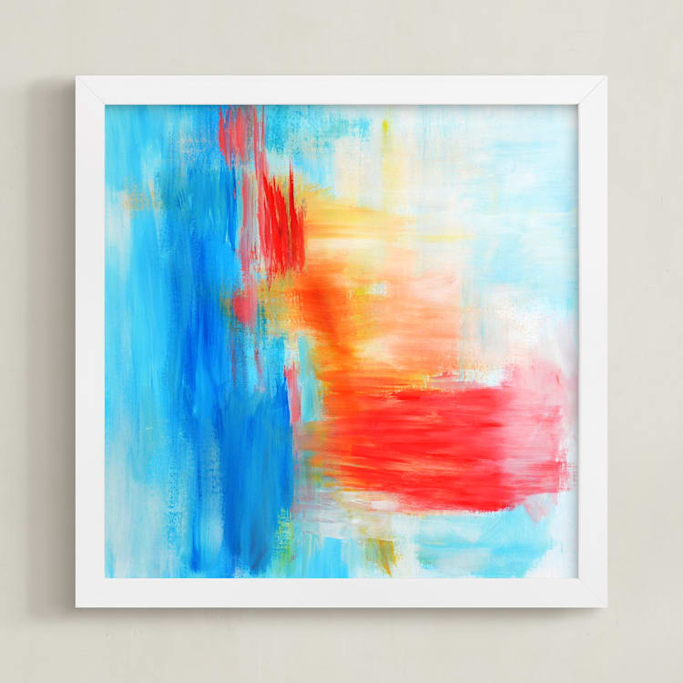 "Dalliance" - Art Print in Blue Malibu by Artsy Canvas Girl Designs - Framed