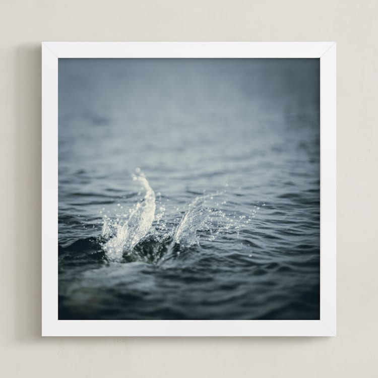 "Just off the dock II" - Art Print in Steel Blue by Jacquelyn Sloane Siklos - Framed