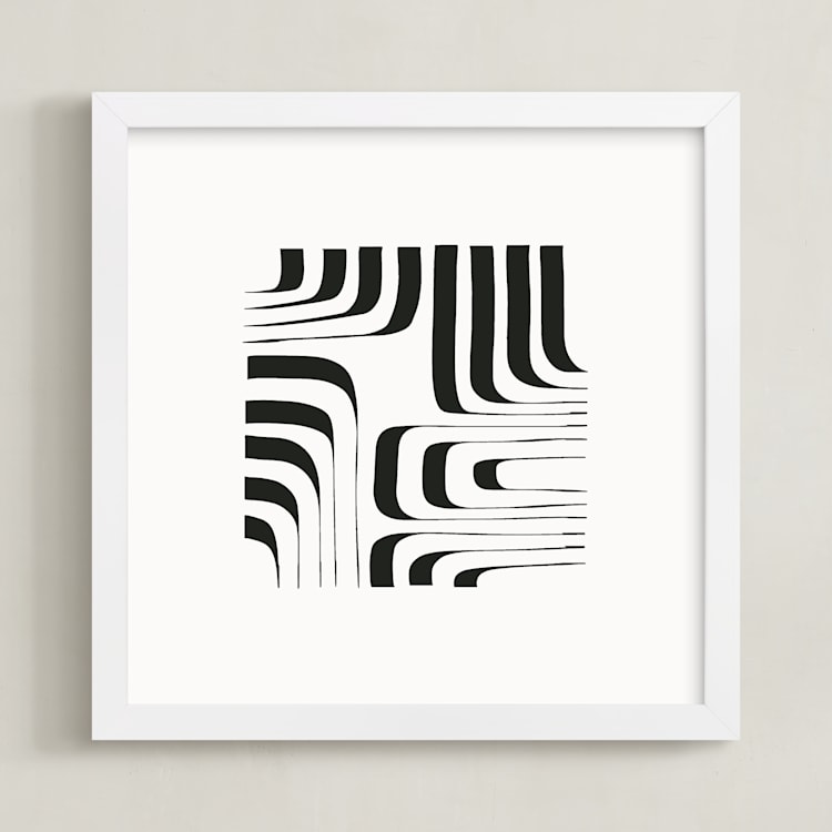 "Linear" - Art Print in black and white by Jennifer Morehead - Framed