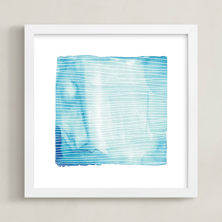 "Currents" - Art Print in azur by Kerry Doyle - Framed
