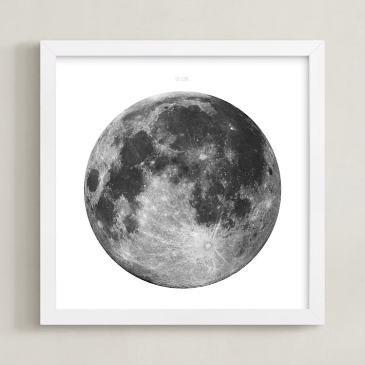 "La Luna" - Art Print in Light Grey by Keri Chubb - Framed