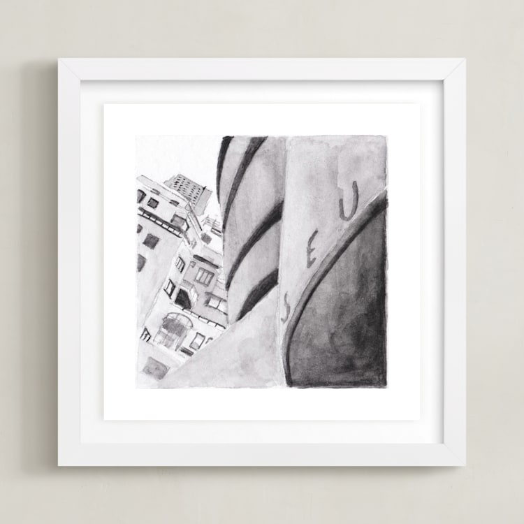 "Guggenheim Museum New York" - Art Print in purple grey by Viktoria Eperjesi - Framed
