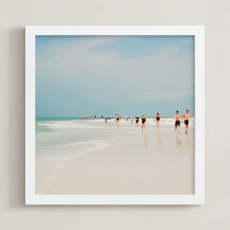 "White Sand" - Art Print in Light Blue by ALICIA BOCK - Framed