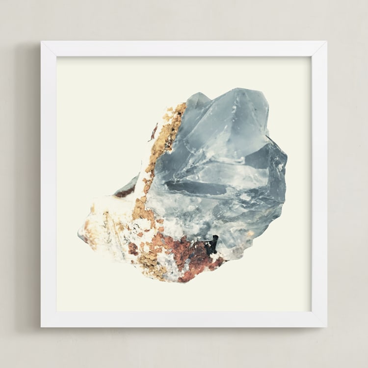 "Rock Study 2 fluorite" - Art Print in cream and gray by Baumbirdy - Framed