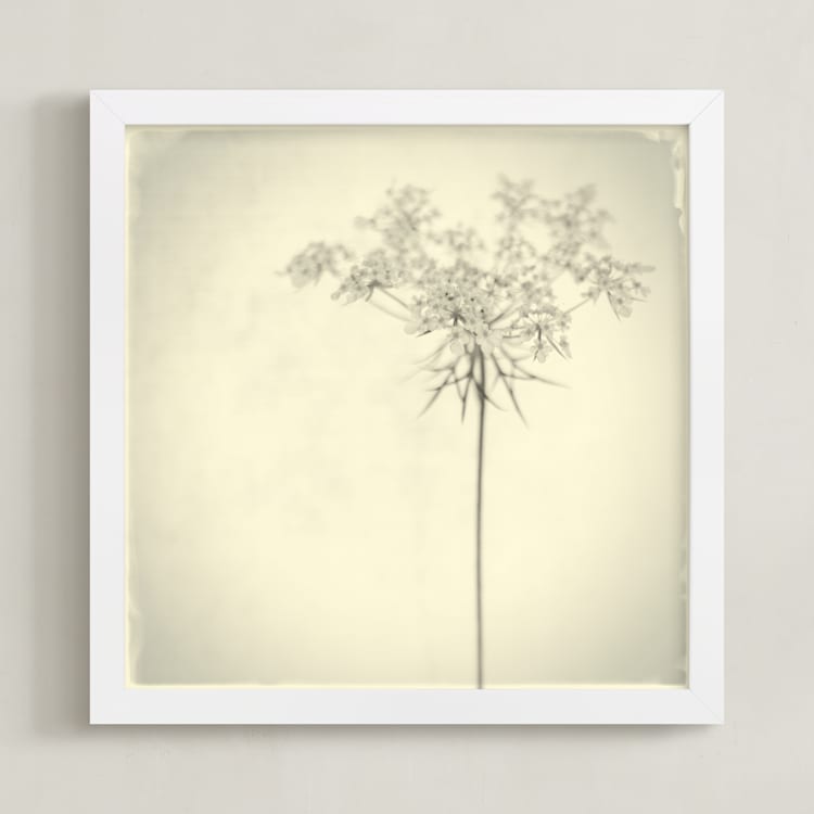 "open an umbrella" - Art Print in black and white by Qing Ji - Framed