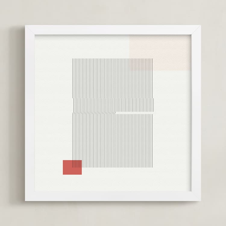 "Folded Lines" - Art Print in White by Jennifer Morehead - Framed
