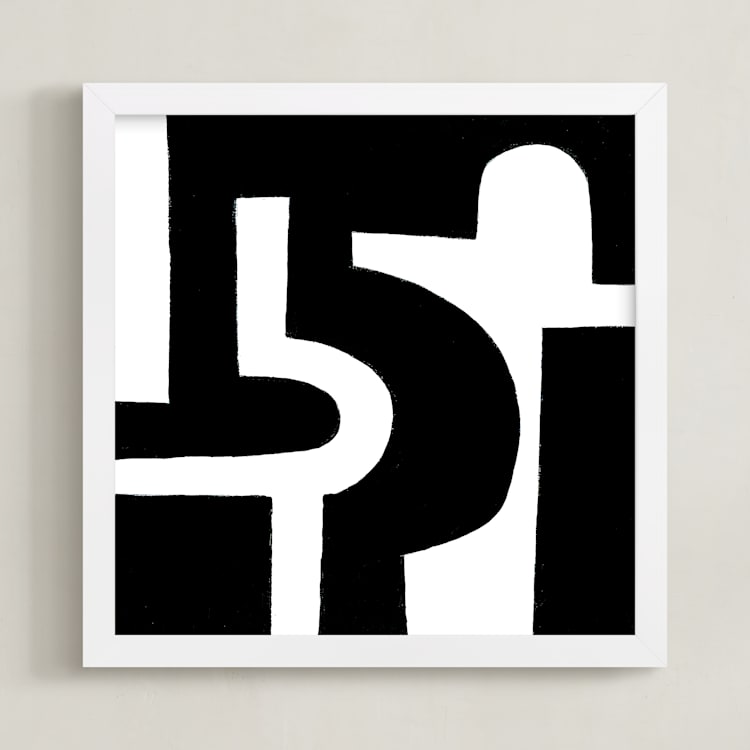 "Bold Pathways" - Art Print in Black on White by Ilana Greenberg - Framed