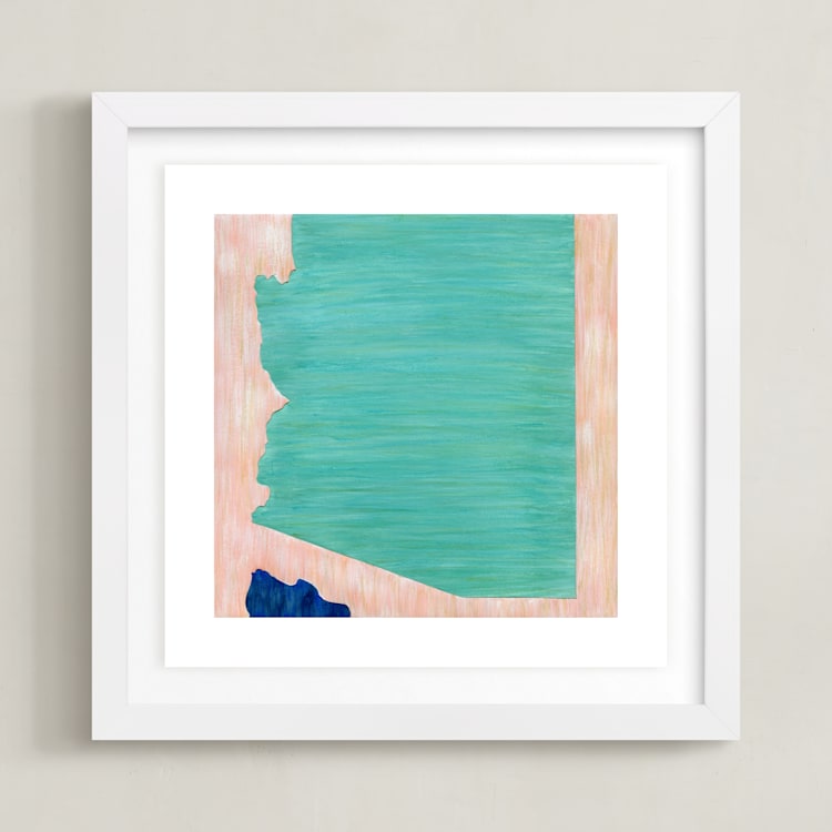"Arizona in Paint" - Art Print in Arizona Turquoise by Denise Wong - Framed