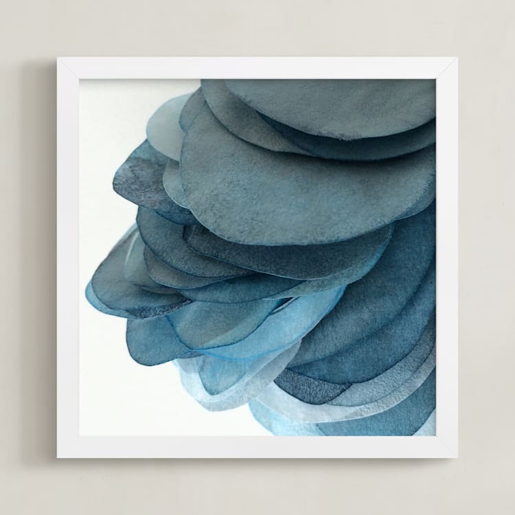 "Sky Pebbles 5" - Art Print in Sea blue by Jenny Phillips - Framed