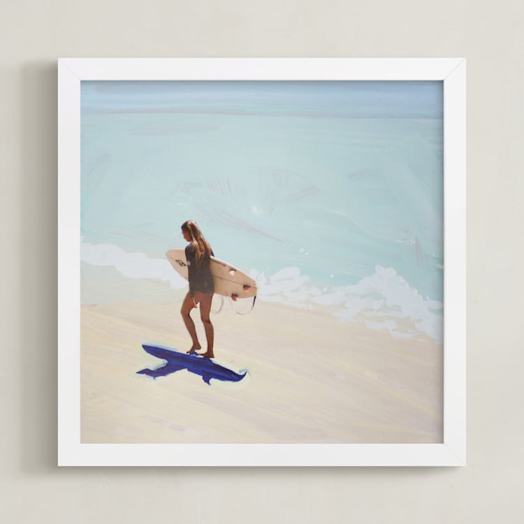 "Surfer Bae 1" - Art Print in Buttery Yellow by Annie Seaton - Framed