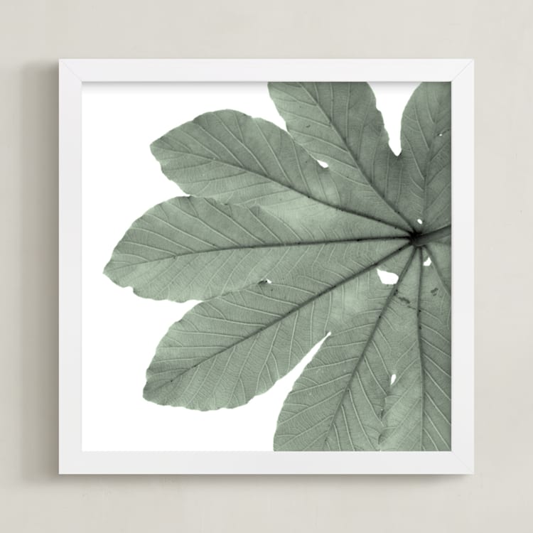 "Leaf In Green" - Art Print in Mint Green by Jonathan Brooks - Framed