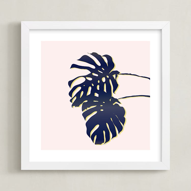 "Palm Study #3" - Art Print in blush by Cindy Lackey - Framed