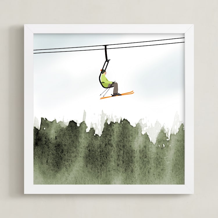 "Top Of The World" - Art Print in pine green by Shannon - Framed