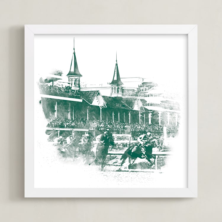 "Churchill Downs" - Art Print in Emerald by Paul Berthelot - Framed