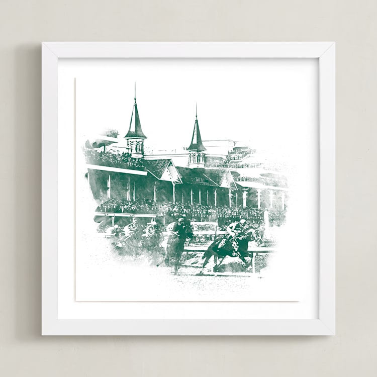 "Churchill Downs" - Art Print in Emerald by Paul Berthelot - Framed