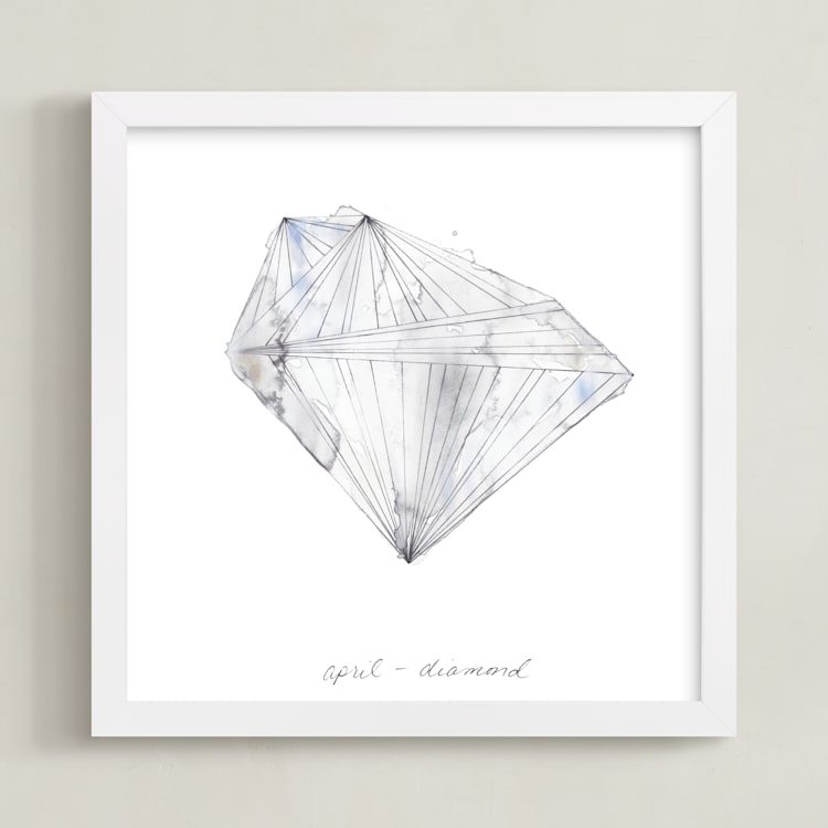 "April - Diamond" - Art Print in Cloud by Naomi Ernest - Framed