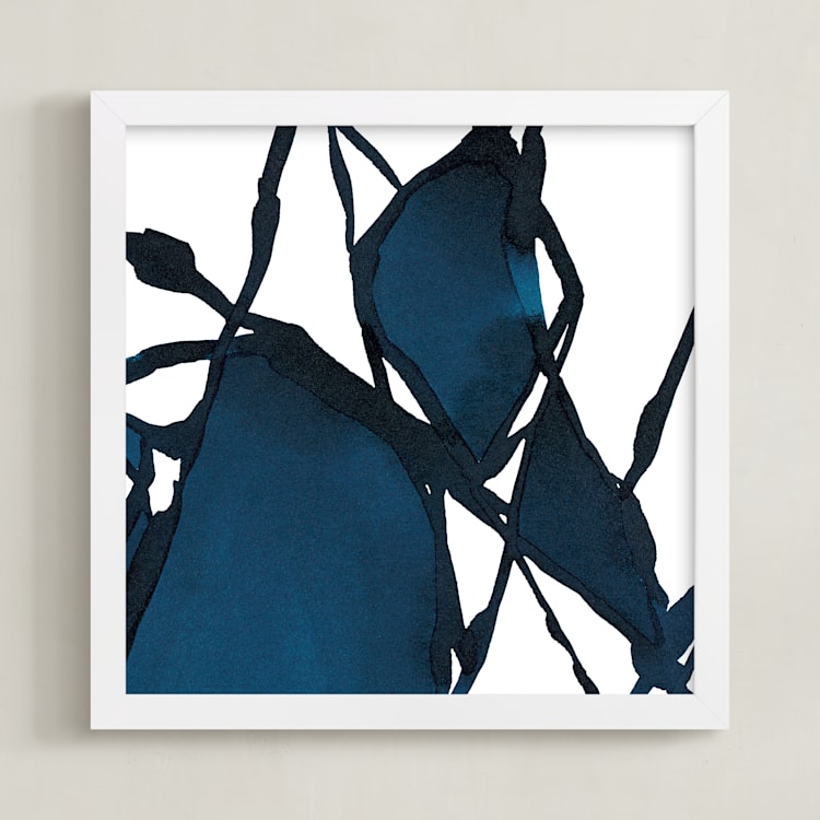 "Connectivity" - Art Print in Inky Blue by Michelle Lee - Framed