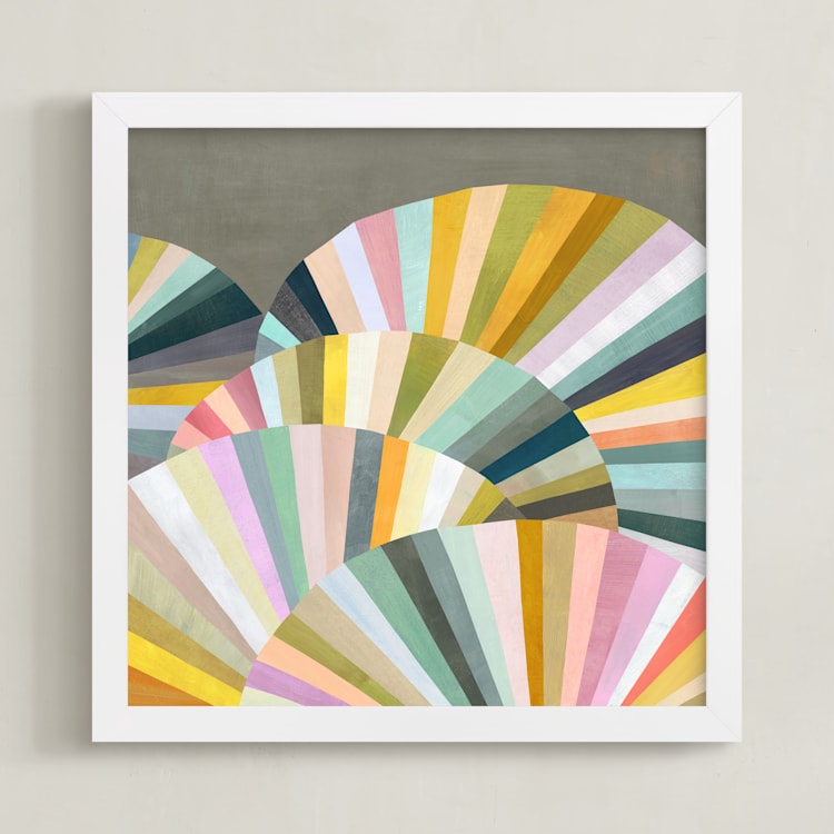 "Fan Out" - Art Print in White by melanie mikecz - Framed
