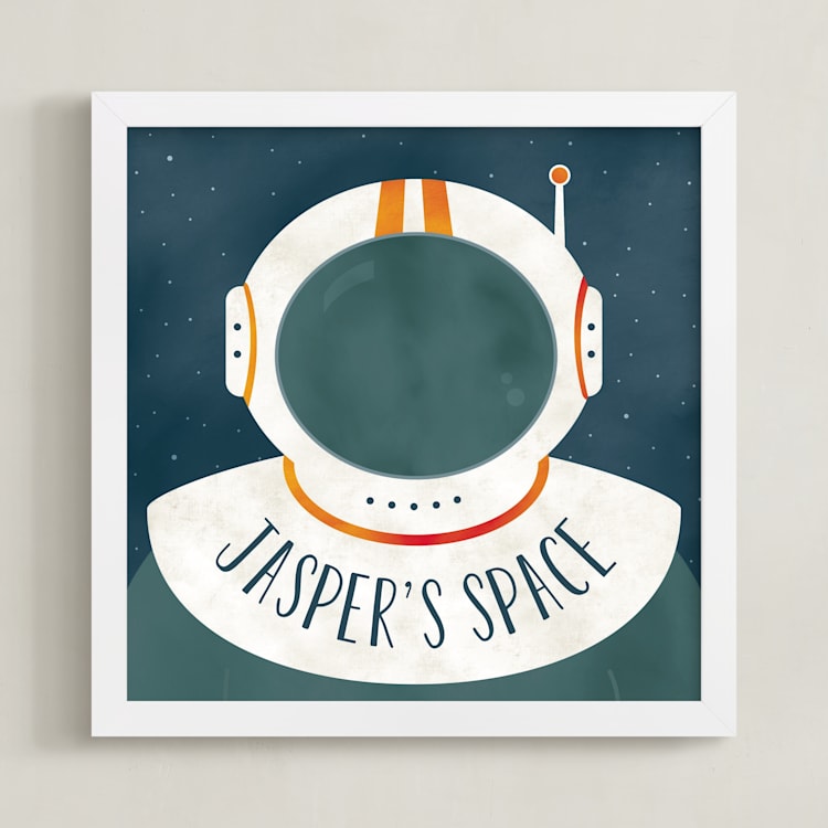 "Space to Explore" - Personalized Art Print in Galaxy by Heather Schertzer - Framed