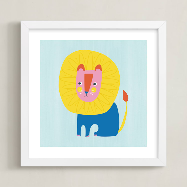 "Dandy Lion" - Art Print in Gumdrop by Nadia Hassan - Framed