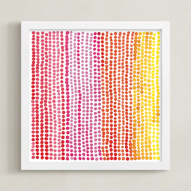 "Rainbow Dots 1" - Art Print in Cherry by Kerry Doyle - Framed