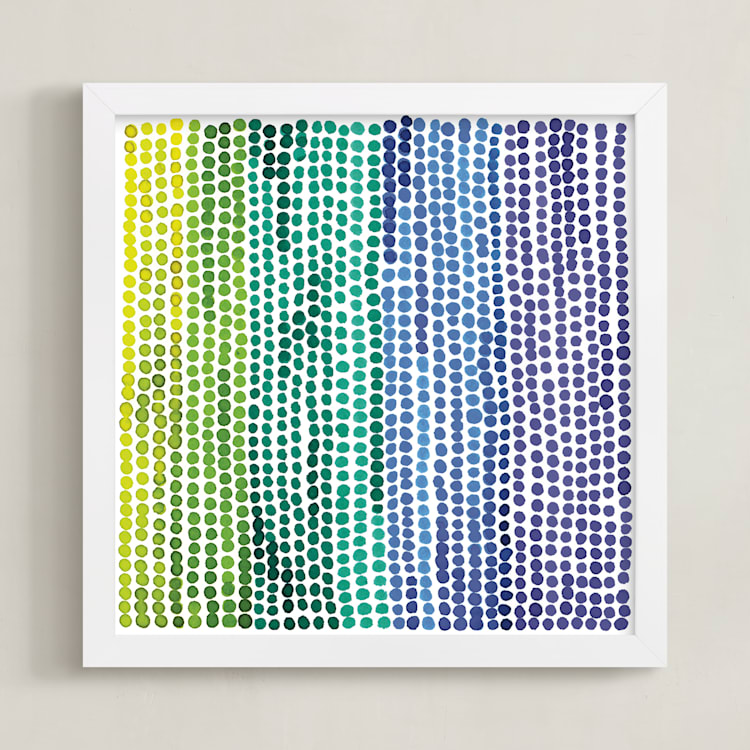 "Rainbow Dots 2" - Art Print in Sky by Kerry Doyle - Framed