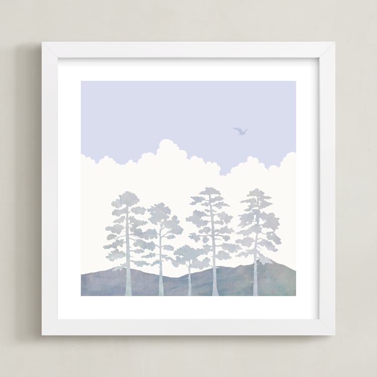 "Treetops" - Art Print in Periwinkle by Field and Sky - Framed